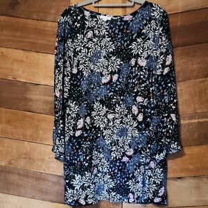 J. Jill Floral Black and Blue Women's Dress